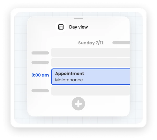 Recurring maintenance appointment booked automatically in the day view